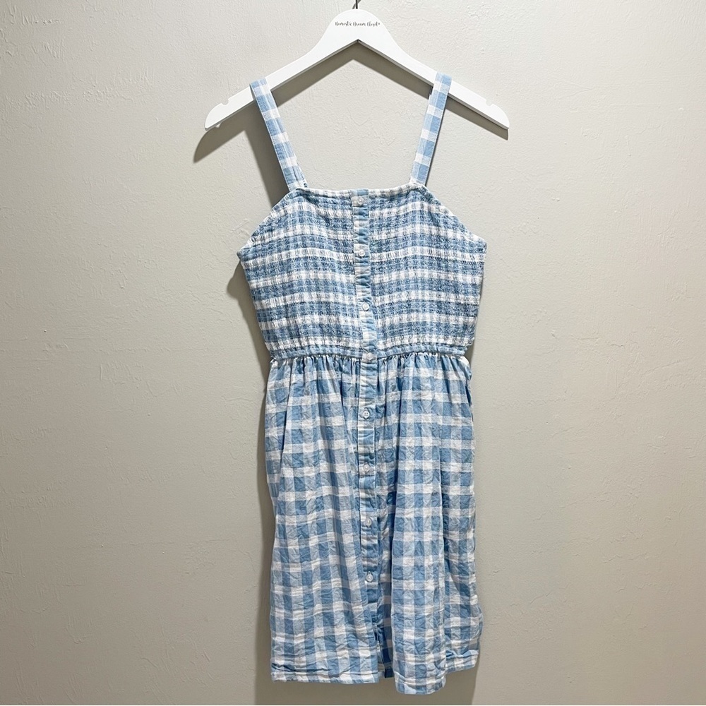 GOA BEACHWEAR BY JAPNA Women’s Blue Plaid Side Cut Out Beach Pool Vacay Dress L